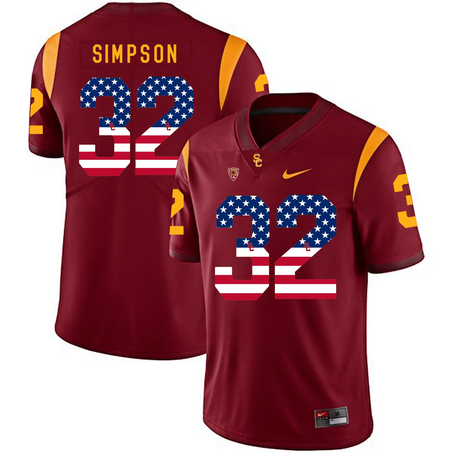 Men USC Trojans 32 Simpson Red Flag Customized NCAA Jerseys